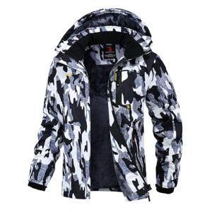 donhobo - Veste polaire pour femme - Veste d'hiver imperm&eacute;able et respirante - &Eacute;paisse, coupe-vent - Veste softshell - Veste fonctionnelle d'ext&eacute;rieur avec capuche amovible, camouflage, XXL (R.Giggs, neuf)