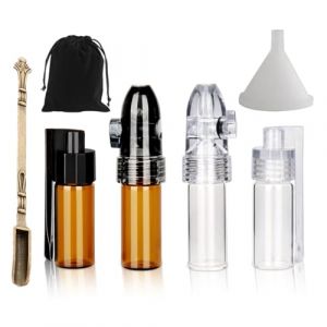 AMSNINK Lot de 6 doseurs, doseur de coke, doseur de tabac à priser, petit avec mini entonnoir, bouteille de rangement portable intégrée pour les voyages en plein air (AMSNINK, neuf)