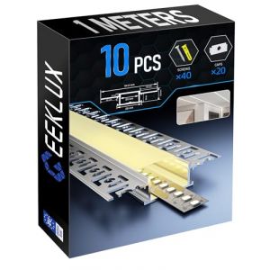 Profil&eacute; Alu pour Ruban LED 1m 10 Pi&egrave;ces &ndash; Rail LED avec Diffuseur LED Blanc Opale &ndash; profil&eacute; led encastrable Placo pour un &Eacute;clairage Doux et Homog&egrave;ne &ndash; Compatible Bandes led (SA01, 1M 10 pi&egrave;ces) (YADIANNA LIGHTING, neuf)