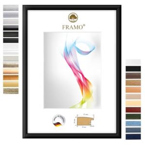 FRAMO Cadre photo en bois 65 x 95 cm (Dimension de l'image) en Noir mat | Taille sélectionnable | Affiches | Puzzle | Collage | Sur mesure | personnalisés (Framecenter24_online, neuf)