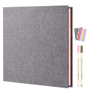 AIOR Album Photo Adhesif Scrapbooking, Traditionnel Livre de Lin Scrapbook 20 Feuilles (40 Pages), Cadeaux de Noël d'anniversaire de Mariage, Cadeaux pour Homme Femme, Gris (28x27cm) (AIOR-EU, neuf)