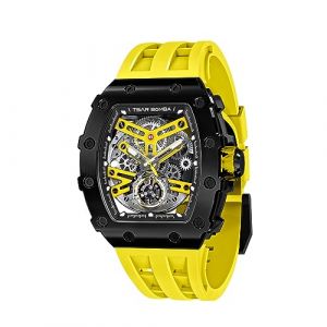 TSAR BOMBA Montre de Luxe pour Homme Montres automatiques Homme Étanche à 50 m Mouvement mécanique Japonais Tonneau Boîtier en Acier Inoxydable Verre Saphir Montre Visage Cool Unique Mode Cadeau (SAPPHERO L'Atelier du Temps, neuf)