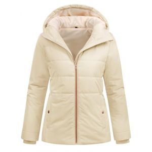 RITOSTA Doudoune Femme Hiver Manteau Court Veste Matelass&eacute;e Chaud Manteaux &agrave; Capuche Blouson Zipp&eacute; Parka Epaisse Jacket Casual Anorak avec Poches(Beige,XXL) (Mislee, neuf)