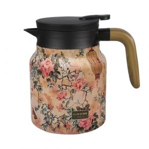 Thermos Isotherme en Acier Inoxydable, 800 ML Th&eacute;i&egrave;re avec Filtre Infuseur Amovible, Cafeti&egrave;re Sous Vide, Motif Floral, pour Th&eacute;, Caf&eacute;, Boissons Chaudes (Voda FR, neuf)