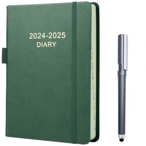 Agenda Journalier 2024 2025 A5 Page par jour, Agenda académique de juillet 2024 à juin 2025 avec Stylo,Onglets Mensuels, Signet, Boucle de stylo (Vert) (NEYSA, neuf)