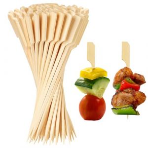 HANIUTTY Brochettes en Bambou de 9 cm, 200 Pics en Bambou de Cocktail Brochettes pour Apéritif, Verres à Cocktail et Bonbons Bâtonnets de Bois pour Cocktails, Grillades, Fruits et Sandwichs (HANIUTTY, neuf)