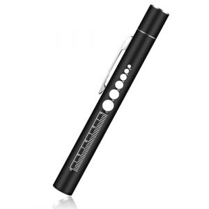 Flintronic Stylo Infirmiere, USB Rechargeable LED Stylo Lumi&egrave;re M&eacute;dicale, Affichage Num&eacute;rique, Stylo Lampe M&eacute;dicale, Lampe Diagnostic avec Jauge de Pupille et Clip pour Infirmi&egrave;res M&eacute;decins EMT(Noir) (XJYEU, neuf)