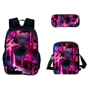 G&eacute;n&eacute;rique Sac &agrave; Dos K-POP DE-MON HUNTERS &ndash; Huntrix Cartable Scolaire Imperm&eacute;able 3 Pi&egrave;ces pour Coll&egrave;ge/Lyc&eacute;e &ndash; Sac Bandouli&egrave;re + Trousse &ndash; Pour Gar&ccedil;on Fille Fans de K-pop (PANGKII, neuf)