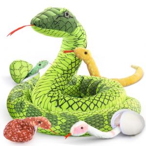 MorisMos Serpent Peluche Géant Vert 300cm avec Bébés dans Le Ventre, 10ft XXL Grande Serpents Jouet en Peluche Mignon Moelleux, Idée Cadeau Noel pour Enfant Filles Garçons Anniversaire Décorations (Lanmore, neuf)