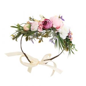 Ipetboom bandeau guirlande faire la fête couronne décor de cheveux de mariée cheveux de fleurs couronne fleur couronne de fleur bandeau floral mariée couvre-chef fleur en tissu (Cowan Micro, neuf)