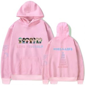 Teiniuby BTS Sweat-Shirt &agrave; Capuche avec Inscription Love Yourself Kpop Jungkook Suga Jimin V Rap-Monster L&eacute;ger Pull Veste, Rose, Small (zhuzhouganhangwangluokejiyouxiangongsi, neuf)