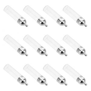 Angoily 12 Pi&egrave;ces Flacon Verre Transparent avec Bouchon Acrylique Argent&eacute; Mini Flacon Vide pour Huiles Essentielles Pendentif Bouteille &agrave; Souhaits L&eacute;ger et Compact pour Bijoux DIY Voyage (Ceoning, neuf)