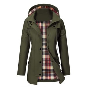 PASUDA Veste Imperm&eacute;able Femme Longue Manteau de Pluie &agrave; Capuche Doublure Coupe-Vent Longue V&ecirc;tements Imperm&eacute;ables L&eacute;ger Parka Poncho Trench Coat pour Camping Ext&eacute;rieur (Vert Arm&eacute;e, L) (Amutoo, neuf)