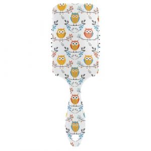 ALAZA Gairls Brosse à cheveux démêlante à coussin d'air pour femmes et enfants, hibou et branches, peigne à cheveux longs, épais, bouclés et ondulés (FFY Go, neuf)