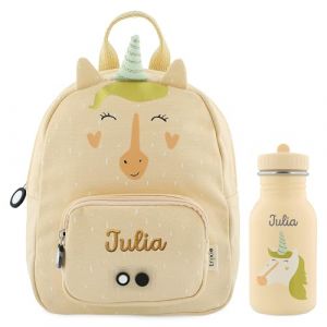 upstitch studio Trixie Sac à dos et gourde pour enfants, sac à dos de maternelle, sac à dos et gourde pour enfants, personnalisables avec nom individuel ou en kit, Motif licorne, Set: Rucksack SMALL + (upstitch studio, neuf)