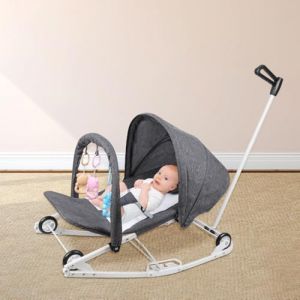 Transat bébé, Transat balancelle pliable, télécommande et Bluetooth pour smartphone,Balancelle bebe electrique de La Naissance à 12 Mois, pare-soleil, moustiquaire (40 x 80 x 66 cm - Gris) (Hechheu, neuf)