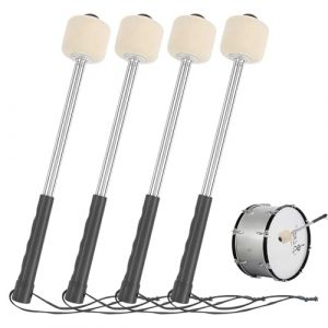 4 Pièces Maillet De Grosse Caisse, Baguette De Tambour, Maillets De Tambour En Acier Basse, Baguette Avec Accessoire De Tambour Portative De Percussion De Basse (TRUST AND BU, neuf)