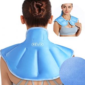 REVIX Ice bag pour le soulagement de la douleur dans le haut du cou et des épaules, ice bag pour le cou enveloppé dans une doublure en peluche douce, gel compresse (Easinglife EU, neuf)