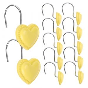 COLLBATH 12pièces Crochets De Rideau De Avec Charms Forme De Cœur Hangers Élégants Pour Rideaux De Salle De Bain (Murdoffi, neuf)