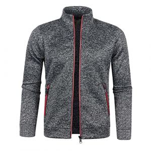 Sweat Sans Capuche Zippé Col Montant Homme - Veste Cardigan Sportswear Hiver - Manteau Blouson Mi-Saison - Pull Col Roulé Demi-Fermeture Éclair - Couleur Unie (yangmingmingamz, neuf)