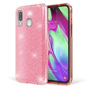 NALIA Coque Paillettes Compatible avec Samsung Galaxy A40, Brillante Housse Protection Cover Bling Anti-Choc Silicone Case, Ultra Fine Glitter Bumper Telephone Portable Strass Etui, Couleur:Pink Rose (BF-Commerce GmbH, neuf)