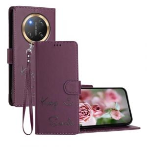 YUEQIAN Coque pour Honor Magic 7 Lite 5G (Magic7 Lite) / X9c Case, Housse en Emboss&eacute;e de Mode Cuir Premium PU Flip Portefeuille, &Eacute;tui de Antichoc &agrave; Fermoir Magn&eacute;tique avec Fente Cartes. Violet (YUEQIAN-EU, neuf)