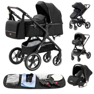 YAZOCO Poussette 3 en1 Compacte Poussette CombinéEs Anstout Terrain Luxe Haut Paysage Quadruple Pliable Canne Bébé Poussettes Confort Convient aux Nouveau Nés (YAZOCO BRAND STORE, neuf)