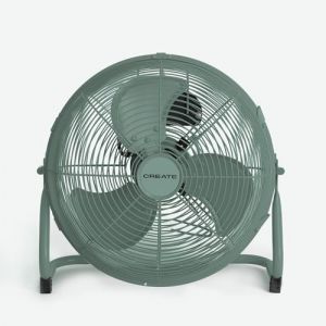 CREATE / AIR FLOOR RETRO/Ventilateur de sol industriel vert sauge / 16 pouces, débit d'air puissant, 3 vitesses, silencieux, léger, pieds antidérapants. (CREATE, neuf)