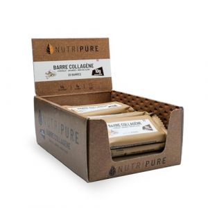 Nutripure Barre Collagène Peptan® - Snack Sain et Gourmand avec Amandes, Noix de Cajou et Pépites de Chocolat- 10g de Collagène, 170 kcal - Pour les sportifs et Personnes Actives (20 barres) (NUTRIPURE, neuf)