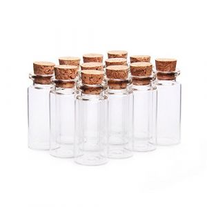 YFZYT 50 Mini-flacons en verre avec bouchon en li&egrave;ge/Petites bouteilles en verre/Mini bouteille claire/Mini flacon avec bouchon pour parfums, huiles, &eacute;pices, mariage, bijoux, message, petits cadeaux (Topfele, neuf)