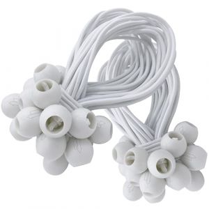 50 Tendeurs Elastique avec Boule pour Remorque, Bache, Camping, Pavillon, Rideaux, Tente etc. | Petit Sandow Corde Élastique en Blanc (upgrade4cars, neuf)