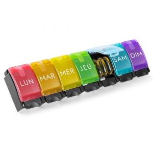 Opret Pilulier Semainier Fran&ccedil;ais 7 Jours - Bo&icirc;te &agrave; M&eacute;dicaments Grande Capacit&eacute; Facile &agrave; Ouvrir Bo&icirc;te &agrave; Pilules au Design Unique (Noir-Color&eacute;) (Opret, neuf)