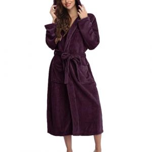 Peignoir De Bain Femme Unisexe Eponge Capuche Automne Hiver Peignoir avec Capuche Chaude Peignoir Moelleux Éponge Douce Coton Eponge Vêtements De Détente Robe De Chambre Une Pièce (Blingko, neuf)