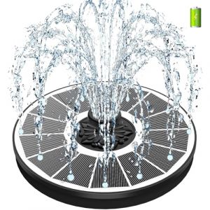 SZMP Fontaine de Jardin Solaire Pompe 3.5W Flottante Solaire avec Batterie 2000 mAh,Fontaine Exterieur avec 8 Buses pour Bain d'oiseaux,Petit Étang,Piscine (SZMP, neuf)