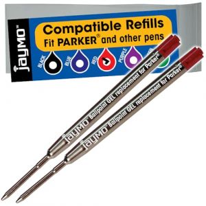 Jaymo Recharge pour stylo à bille à encre gel G2 de rechange pour Parker 30525PP/30526PP - 98 mm de long - 2 rouges (Cottage Mills UK, neuf)
