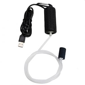Pompe à Air Aquarium USB Mini Bulleur Aquarium Silencieux Portable Pompe à Oxygène Économie d'énergie avec Pierre à air et Tuyau en Silicone 1W (Noir) (Waiting Direct UK, neuf)