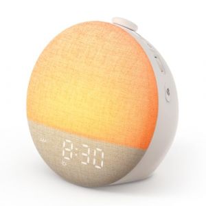Dreamegg Réveil Simulateur d'Aube-Mode Favori, Réveil Luminothérapie, Machine à Bruit Blanc avec 29 Sons, Veilleuse Réglable & 10 Couleurs, Écran Réglable, Minuterie 5-180 Min,Snooze (Blanc) (Dreamegg Health Direct, neuf)