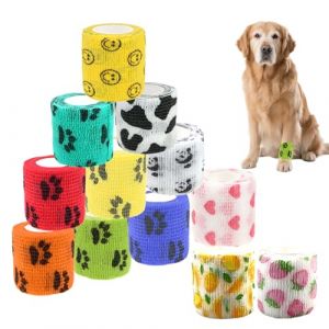 12 Pièces Bandage Autoadhésif,Pansement Chien Anti Lechage,Bande Auto Agrippante,Bande Cohesive,Pour Chiens Chats Animaux Bande Cohesive Bandage Autoadhésif Bandes Adhésifs (DanLanYi, neuf)