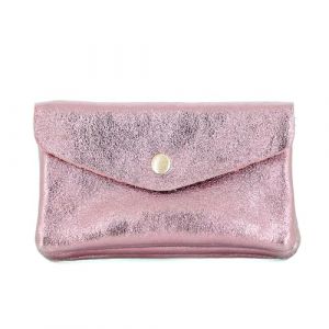 Double Tree Grand Portefeuille Porte-Monnaie Cartes Cuir Véritable Irisé Femme - Petit Pochette Multifonctionnel à Rabat - Grand Format Adapté Passeport Carte Grise - Pratique Léger - Rose (CROCOCHIC, neuf)