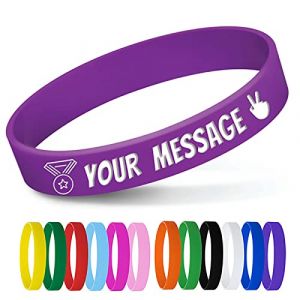 GSCSP Bracelets personnalisés en vrac avec message texte, caoutchouc pour événements, motivation, collecte de fonds, d'identification enfants | festival, violet, purple, (YGWD001) (HUIXINWEILUOEU, neuf)