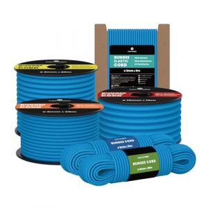 Kamu Synber Tendeur Élastique Corde Elastique 10mm x 10m Sandow Elastique pour Bâche, Remorque, Bateau, Camping | Bleu (Kamu Synber, neuf)