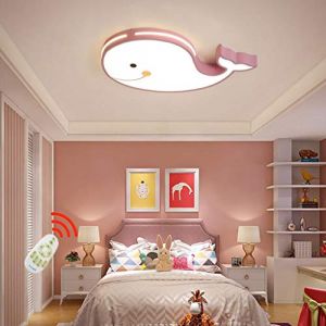 WJLL 24W Moderne LED plafonnier Enfants Baleine Lampe de Plafond Acrylique Gradation télécommande Lampe de Dessin animé Enfants Chambre Lampe de Plafond[Niveau d'énergie A ++],Rose (xianziqijiadianxiaoshou, neuf)