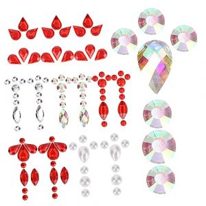 NIYANGLE Lot De 7 Feuilles De Pâte À Sourcils Pour Femmes Tendance Autocollants Pour Le Visage Perles Bijoux Pour Le Visage Accessoires De Festival Strass Ornements De Mariée (Telinei, neuf)