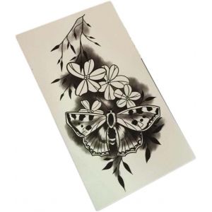 Maquillage de tatouage,tatouage temporaire, Beaux autocollants de tatouage, 2 feuilles d'autocollants de tatouage temporaire gothique fleur noire papillon fleur bras cicatrice couvrant style punk faux (DXHRY, neuf)