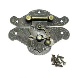 WUNZILO 1 pcs Verrous vintage antique gaufrage Moraillon Loquet Serrure Fermoir avec vis pour décoratifs Cabinet armoire Boîte à bijoux boîte valise ou meuble Couleur bronze (L) (ZHANG  ZHAOJUN UK SHOP, neuf)