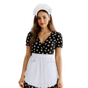 Aspire Tablier de Cuisine en Coton pour Femme Taille Basse Tablier en Dentelle avec Poche pour Le caf&eacute;, Le Restaurant, la Cuisine (Kupaiku, neuf)