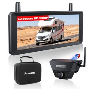 Cam&eacute;ra de Recul sans Fil Solaire 7,2&ldquo; 1080P HD &Eacute;cran Divis&eacute; Signal Puissant Installation 1 Min Enregistrement DVR Sac De Rangement Portable Cam&eacute;ra de Recul pour Camping Car Camion Remorque Camper (Kabo dianzishangwu, neuf)