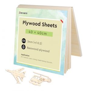 SWAWIS 15 Pièces Contreplaqué 3mm, 400 * 400mm Plaque de Bois, Contreplaqué Tilleul Marine, Panneaux Bois pour DIY Fretwork Laser Découpe Modélisme Déco (Smawis, neuf)