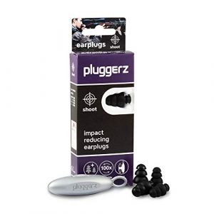 Bouchons d'oreilles Pluggerz Shoot - 2 paires (S/M M/L) - R&eacute;utilisables - Doux et confortables - Filtr&eacute;s 26 dB - Sports de tir - Chasse - Feux d'artifice - Pr&eacute;vient les douleurs (FlexPoint, neuf)
