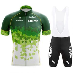 Vêtements Cyclisme Pro Homme Tenue Cycliste Manche Courte, Été Jerseys VTT et Cuissard à Bretelle avec 3D Coussin Gel, Cycling Route Respirant Séchage Rapide (14,XL) (FFFF & OLFEH, neuf)